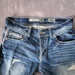 BKE button up distressed jeans very good used condition size 32R waist